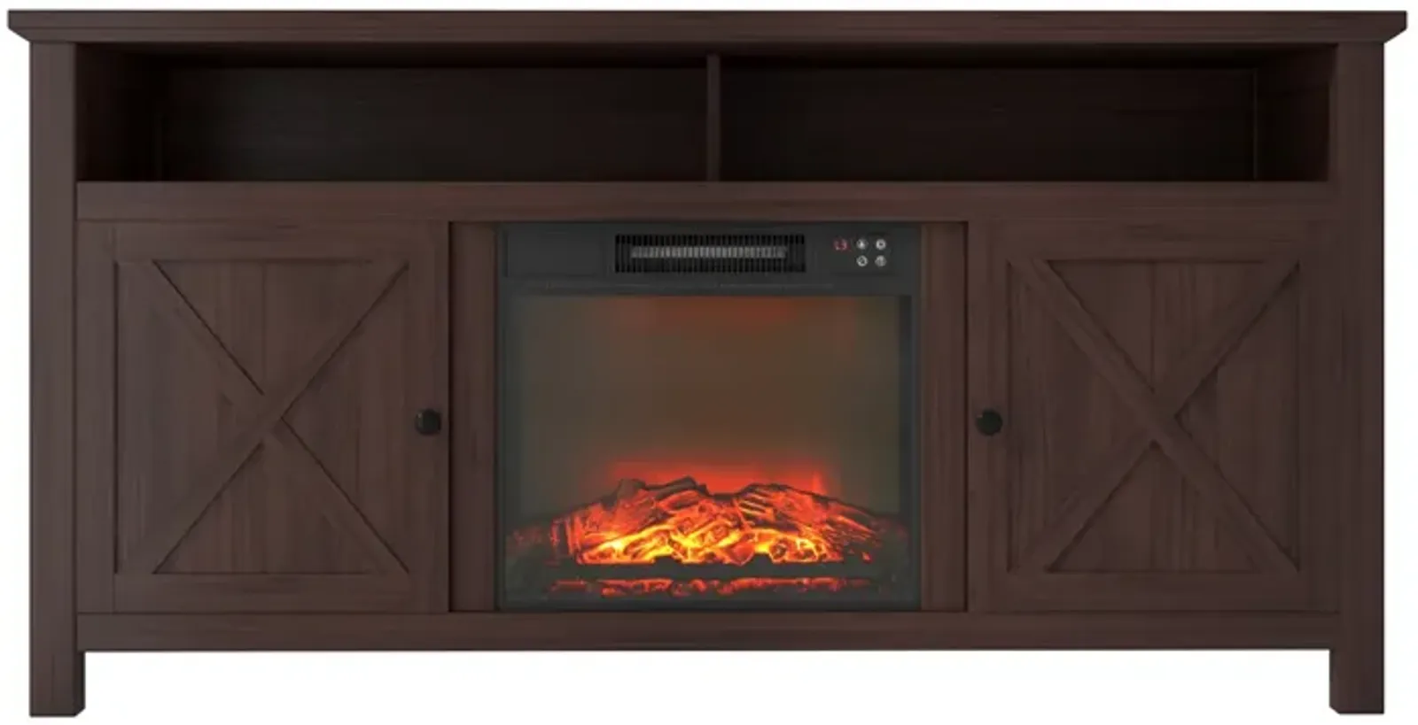 Brown TV Stand Fits TVs up to 75 in. with Electric Fireplace