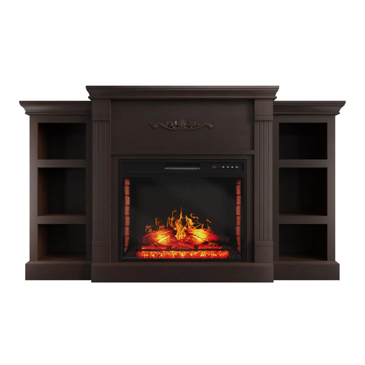 Brown TV Stand Fits TVs up to 75 in. with Electric Fireplace