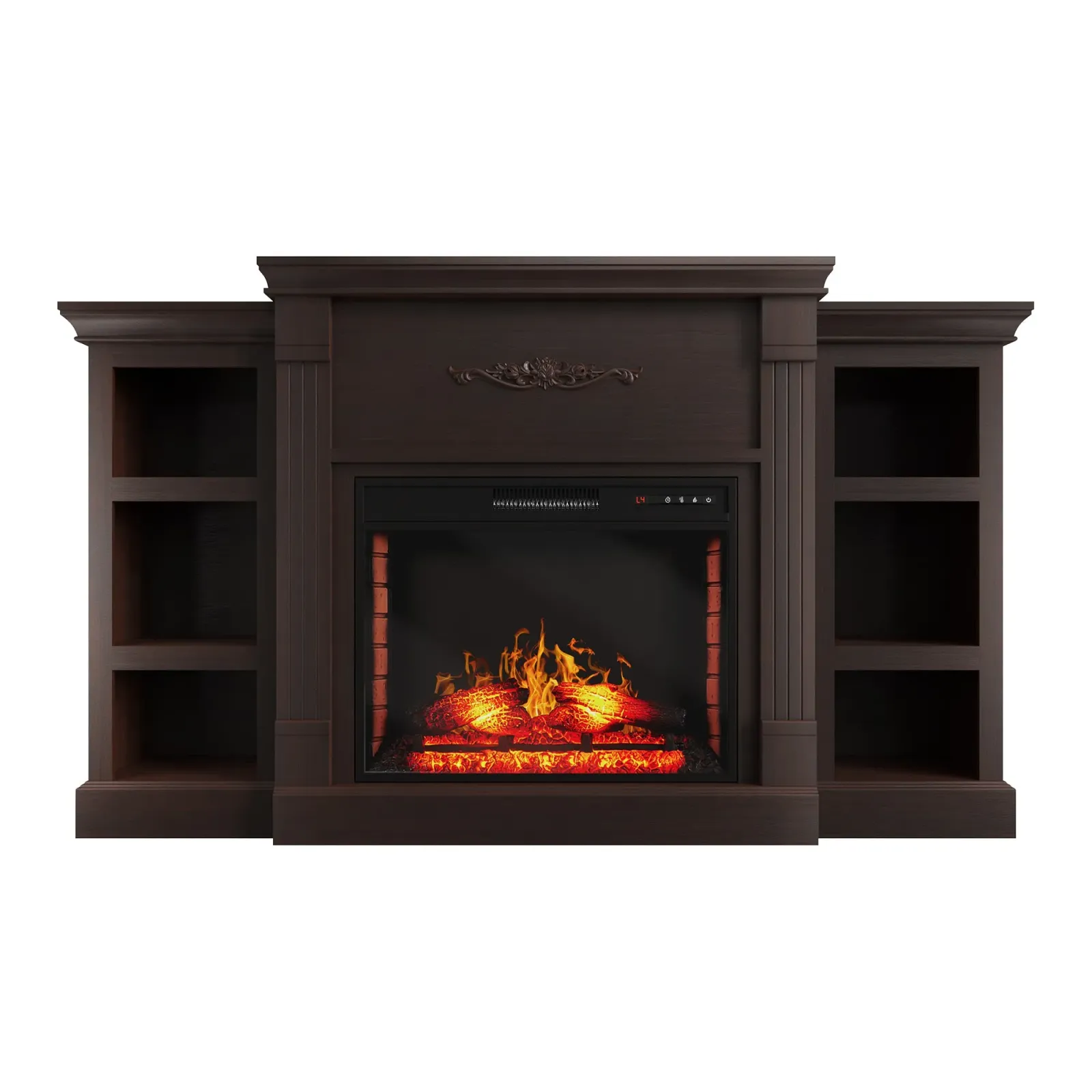 Brown TV Stand Fits TVs up to 75 in. with Electric Fireplace