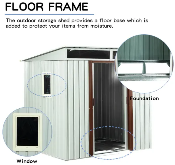 Streamdale 6FT X 5FT Outdoor Metal Storage Shed With Window White