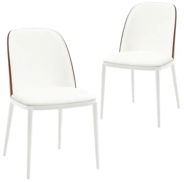 LeisureMod Dining Side Chair with Leather Seat