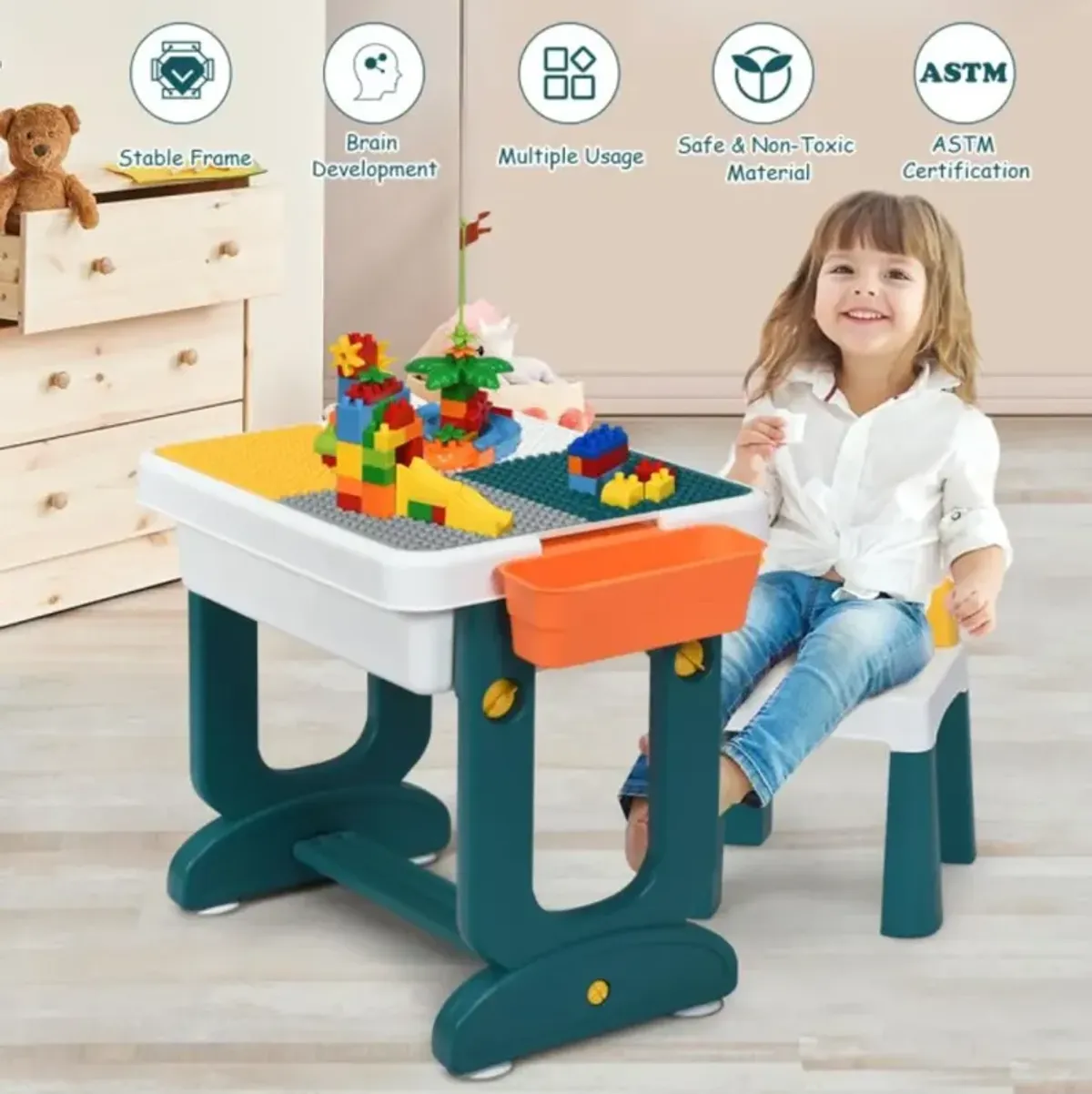Hivvago 5-in-1 Kids Activity Table Set