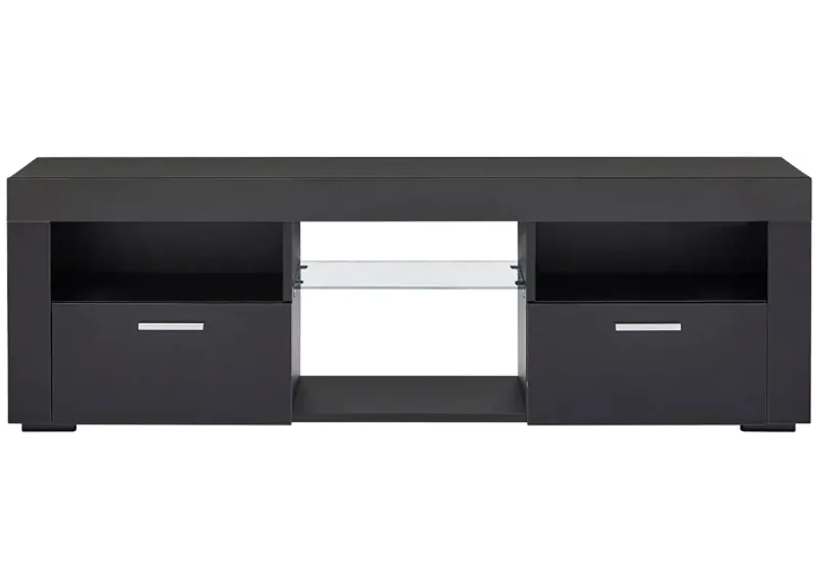 Black Modern TV Stand with LED Lights, high glossy front TV Cabinet, can be assembled in Lounge Room