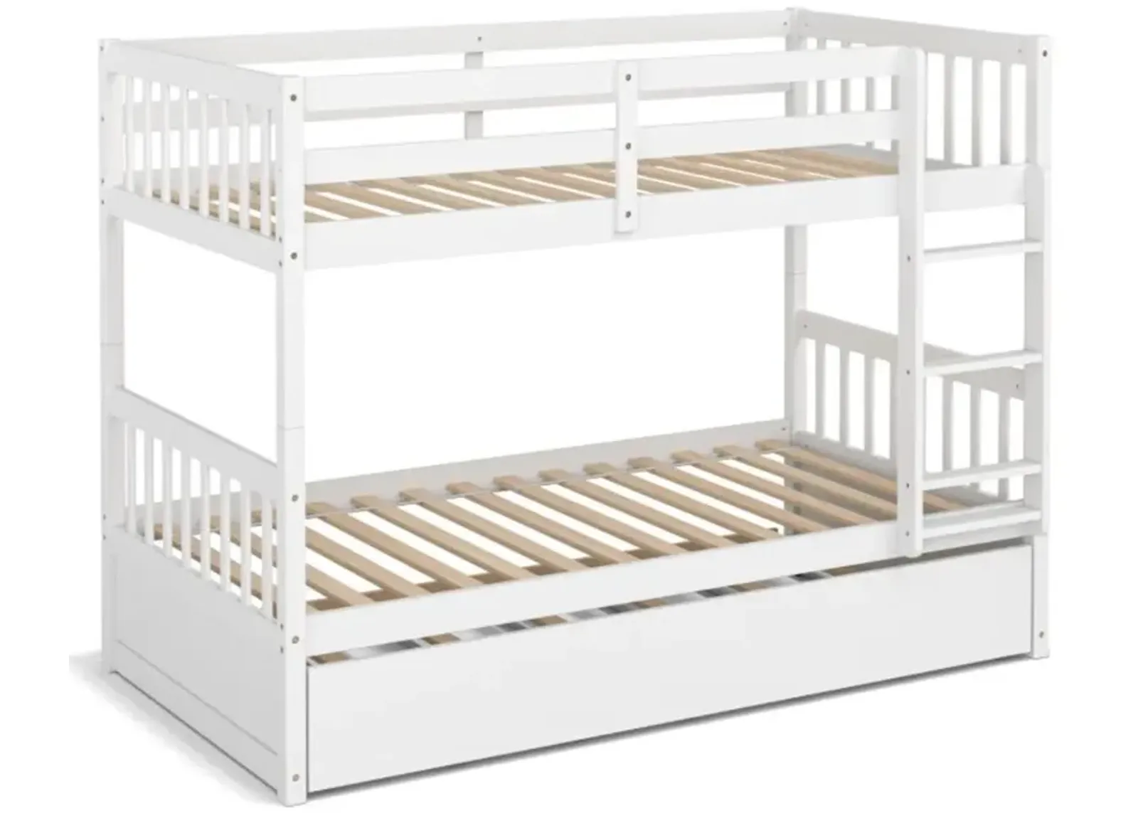 Hivvago Twin Over Twin Bunk Bed with Pull-out Trundle and Ladder