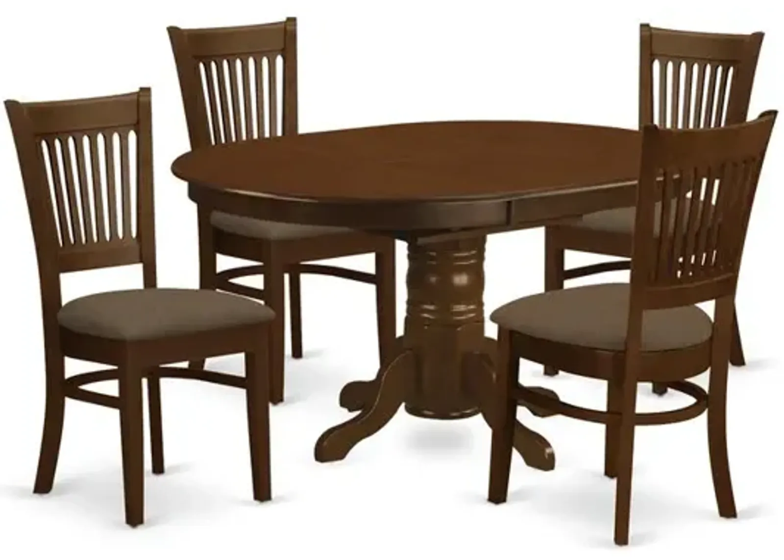 East West Furniture KEVA5-ESP-C 5 Pc set Kenley Kitchen Table with a Leaf and 4 Fabric Seat Chairs