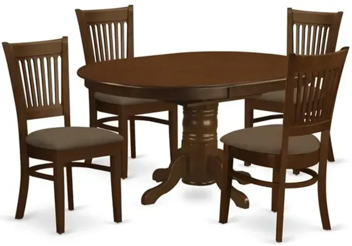 East West Furniture KEVA5-ESP-C 5 Pc set Kenley Kitchen Table with a Leaf and 4 Fabric Seat Chairs