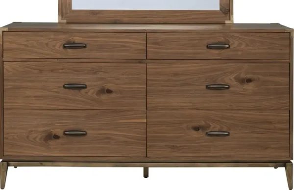 Adler Six Drawer Dresser in Natural Walnut