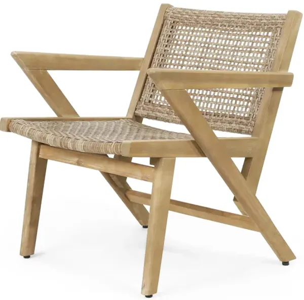 Merax Outdoor Acacia Wood Club Chairs (Set of 2) - Weather-Resistant Wicker Patio Seating, 24 Inch Wide, Easy Assembly, Modern Rustic Design
