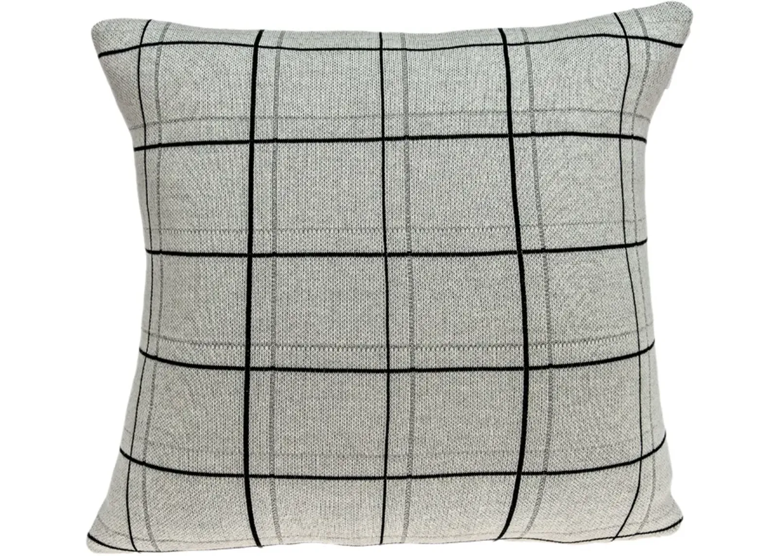 20” Gray and Black Plaid Knitted Square Throw Pillow