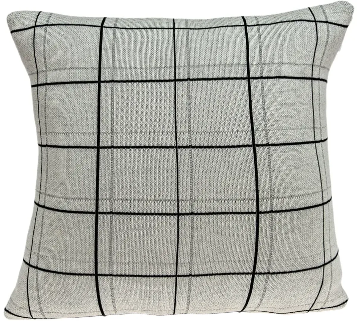 20” Gray and Black Plaid Knitted Square Throw Pillow