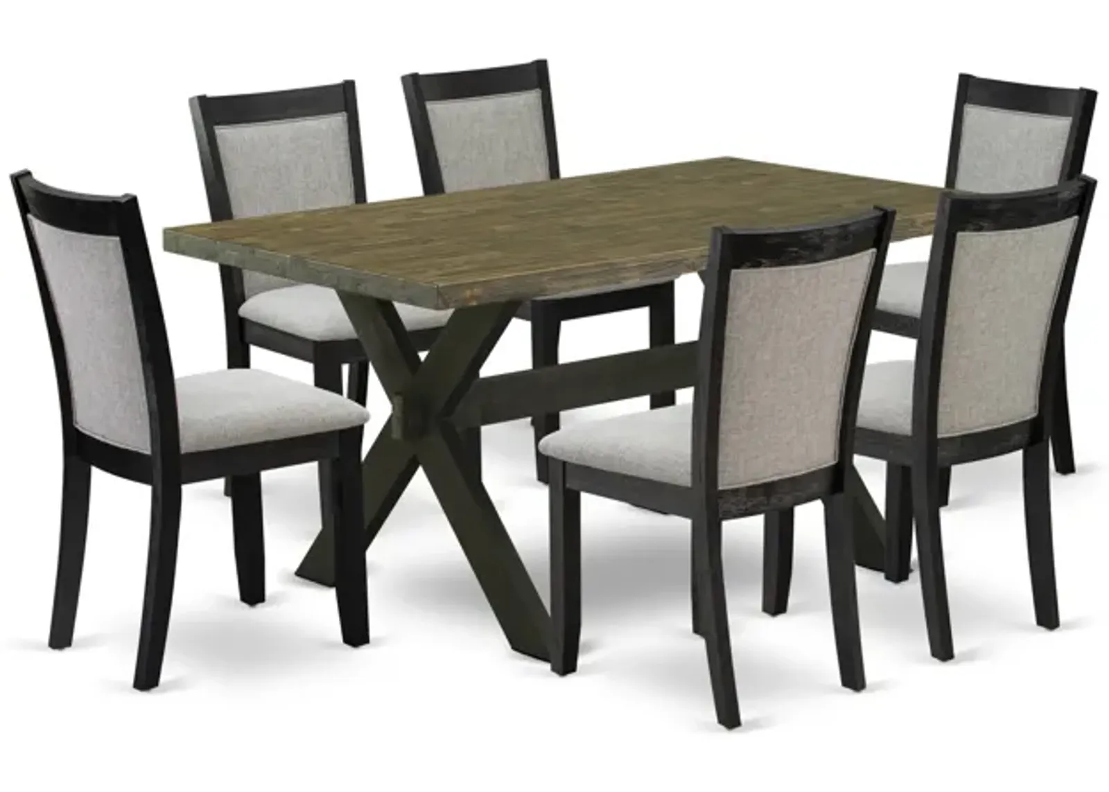 East West Furniture X676MZ606-7 7Pc Kitchen Set - Rectangular Table and 6 Parson Chairs - Multi-Color Color