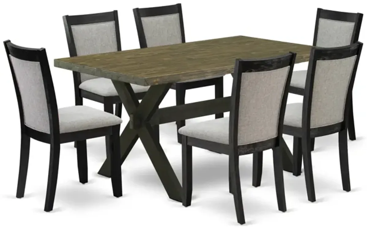 East West Furniture X676MZ606-7 7Pc Kitchen Set - Rectangular Table and 6 Parson Chairs - Multi-Color Color