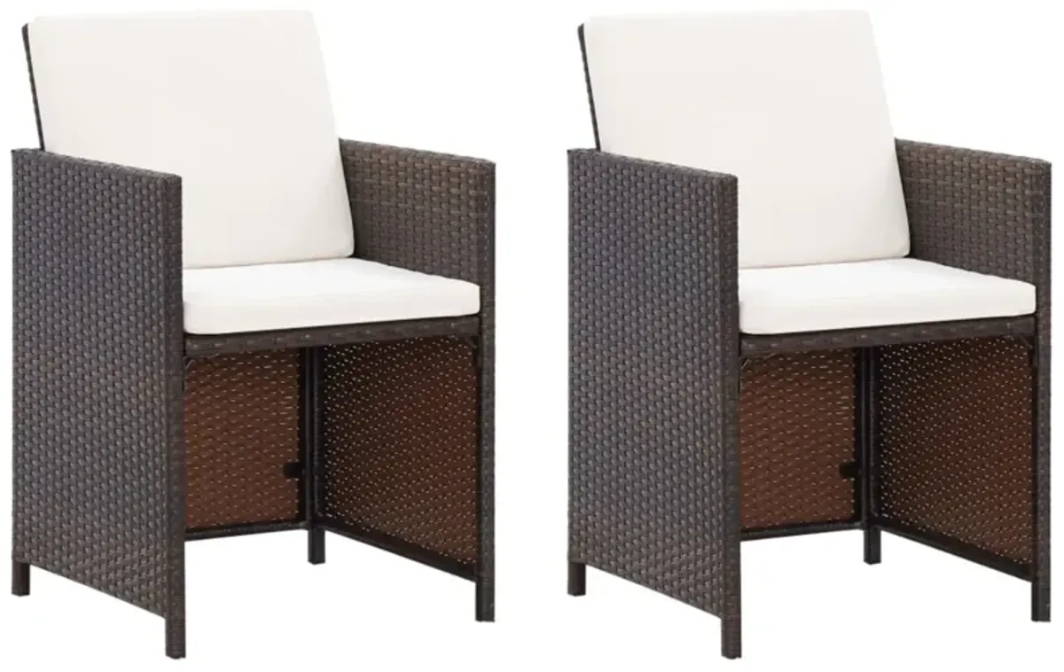 vidaXL Garden Chairs with Cushions 2 pcs Poly Rattan Brown