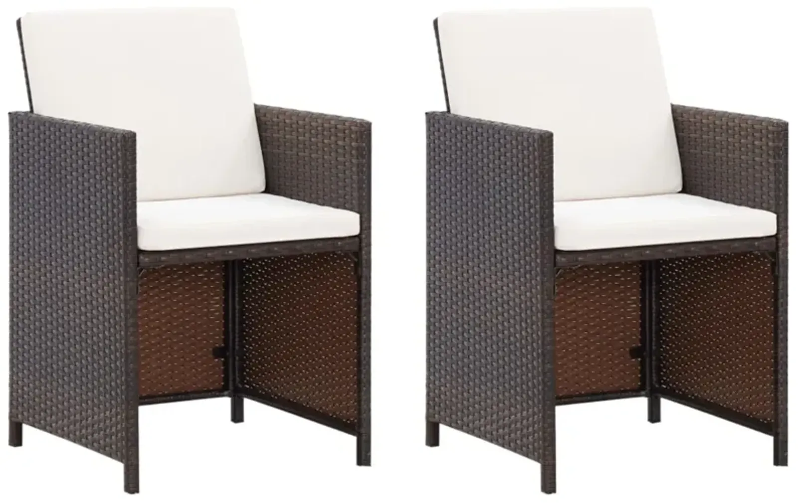 vidaXL Garden Chairs with Cushions 2 pcs Poly Rattan Brown