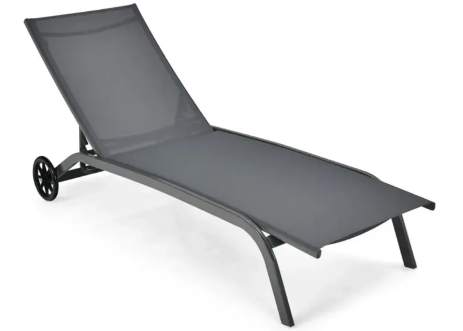 Hivvago 6-Poisition Adjustable Outdoor Chaise Recliner with Wheels