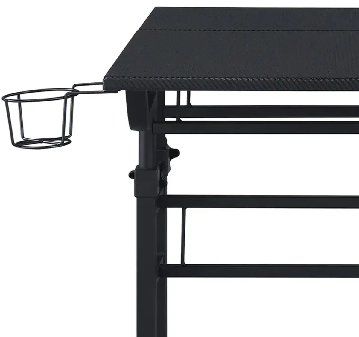 Rolling Writing Desk with Height Adjustable Desktop and Moveable Shelf, Black