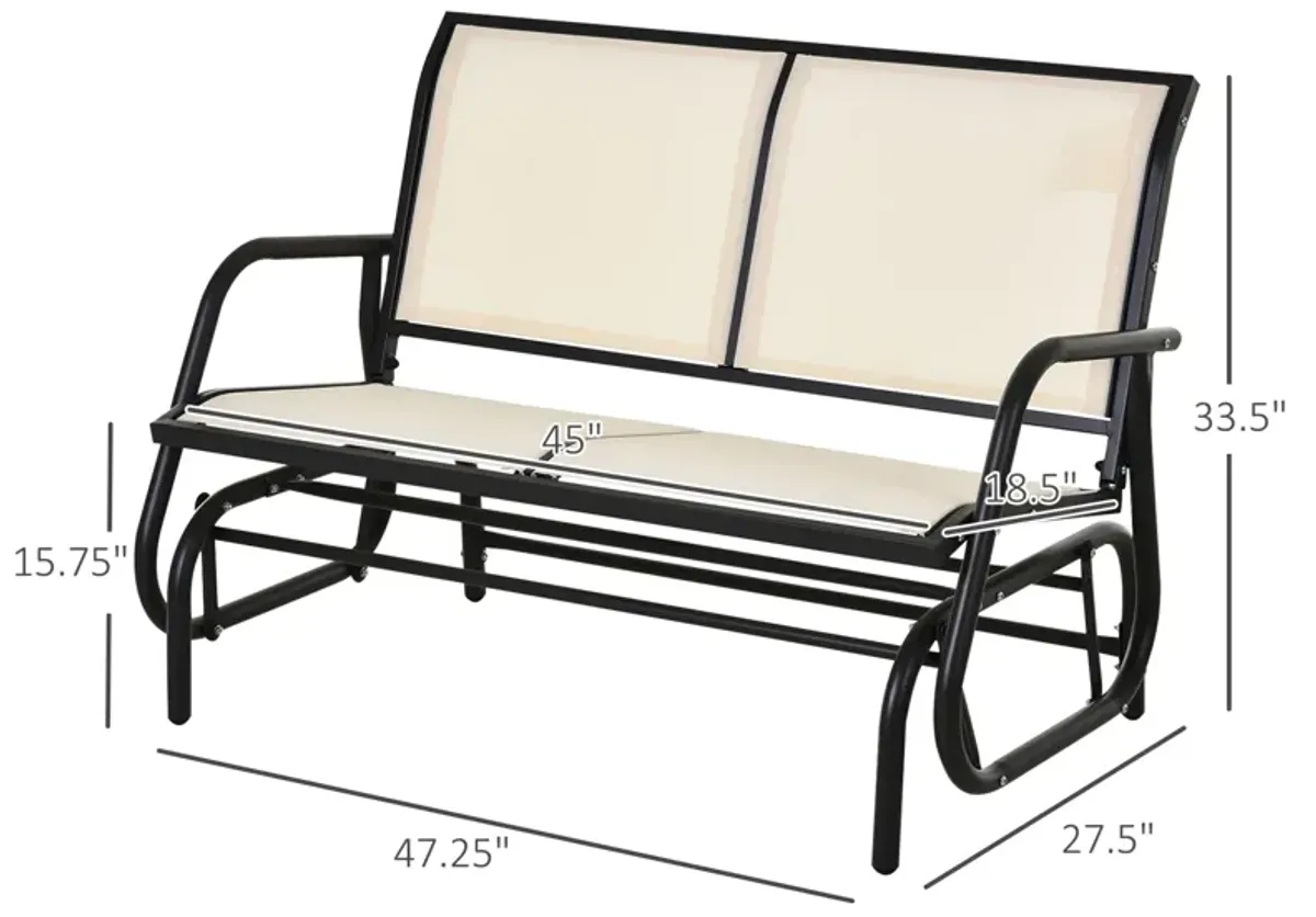 Outsunny 2-Person Outdoor Glider Bench, Patio Double Swing Rocking Chair Loveseat w/ Powder Coated Steel Frame for Backyard Garden Porch, Beige