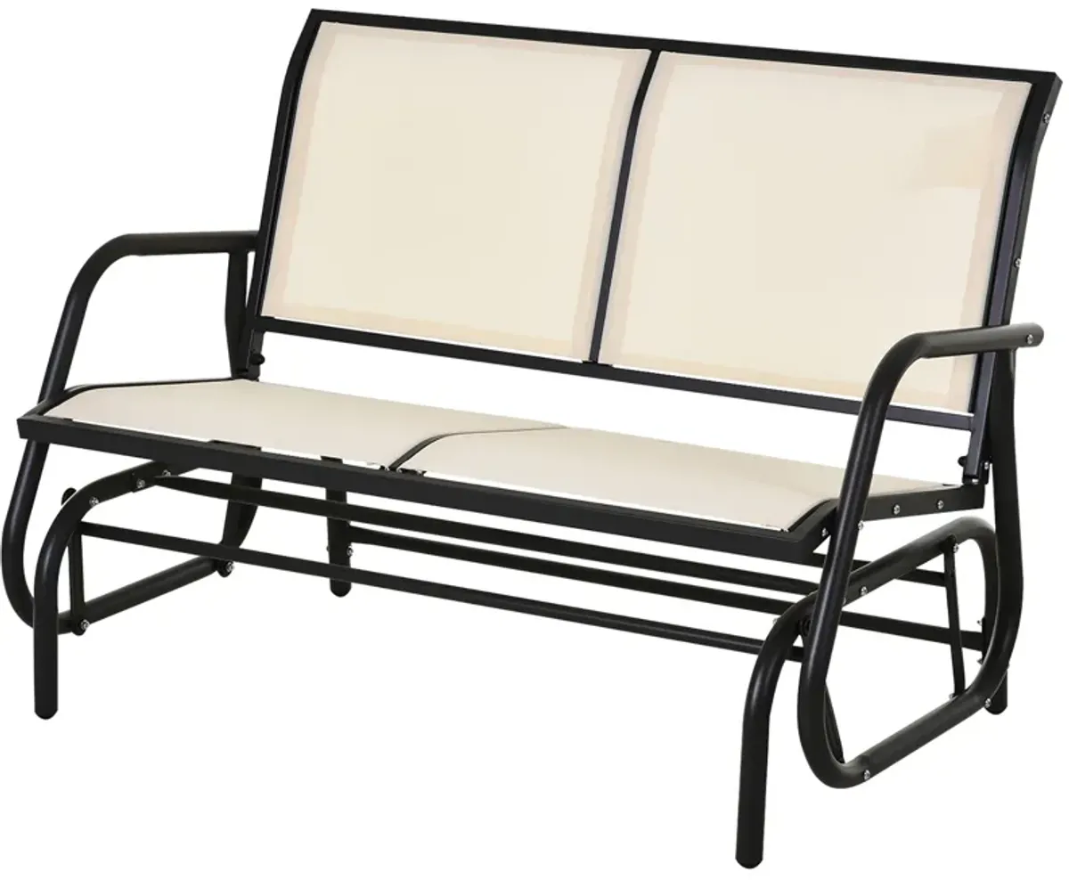 Outsunny 2-Person Outdoor Glider Bench, Patio Double Swing Rocking Chair Loveseat w/ Powder Coated Steel Frame for Backyard Garden Porch, Beige