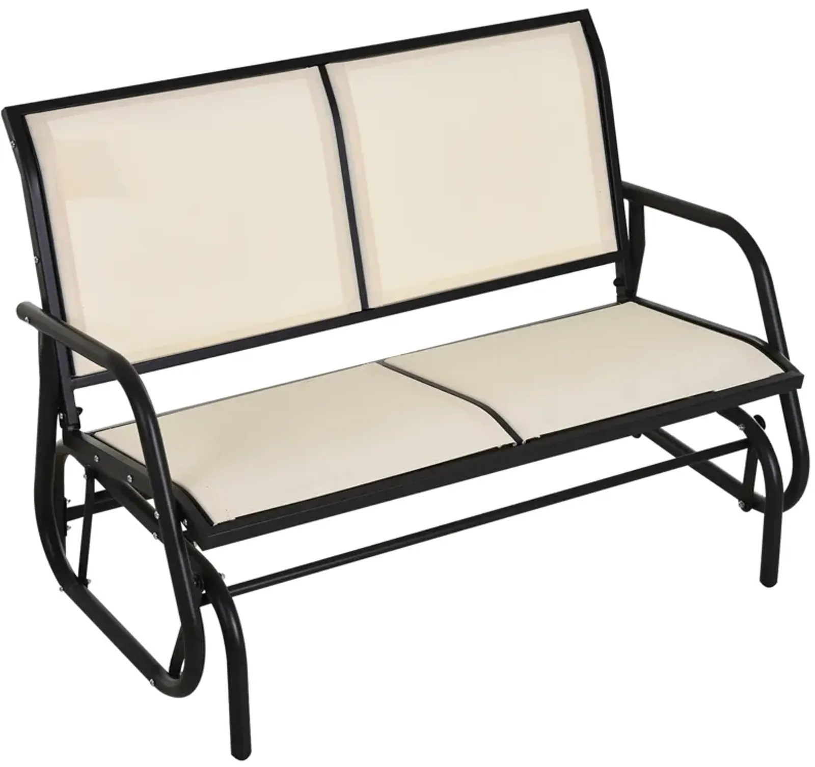 Outsunny 2-Person Outdoor Glider Bench, Patio Double Swing Rocking Chair Loveseat w/ Powder Coated Steel Frame for Backyard Garden Porch, Beige