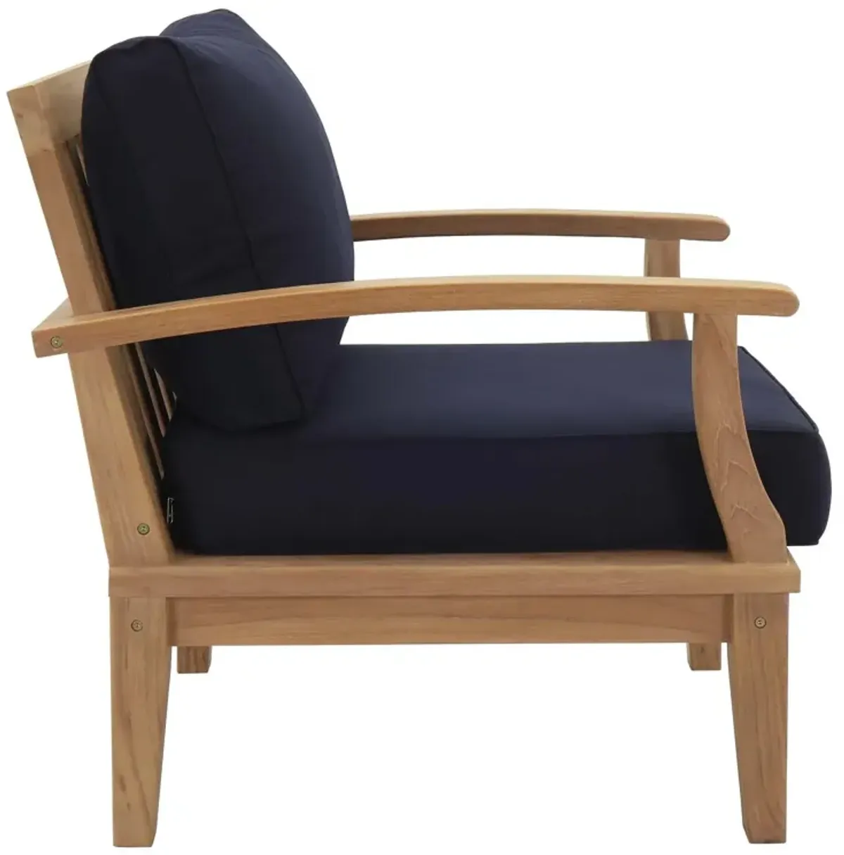 Modway Marina Premium Grade A Teak Wood Outdoor Patio Armchair, Natural Navy