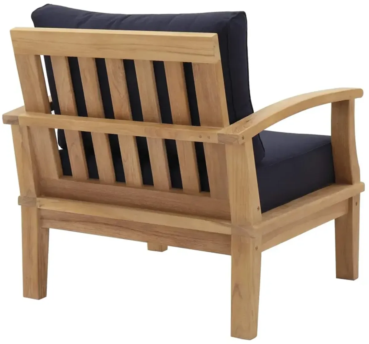 Modway Marina Premium Grade A Teak Wood Outdoor Patio Armchair, Natural Navy