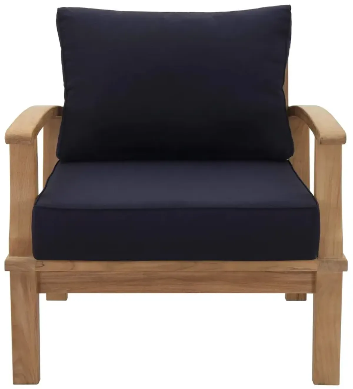 Modway Marina Premium Grade A Teak Wood Outdoor Patio Armchair, Natural Navy