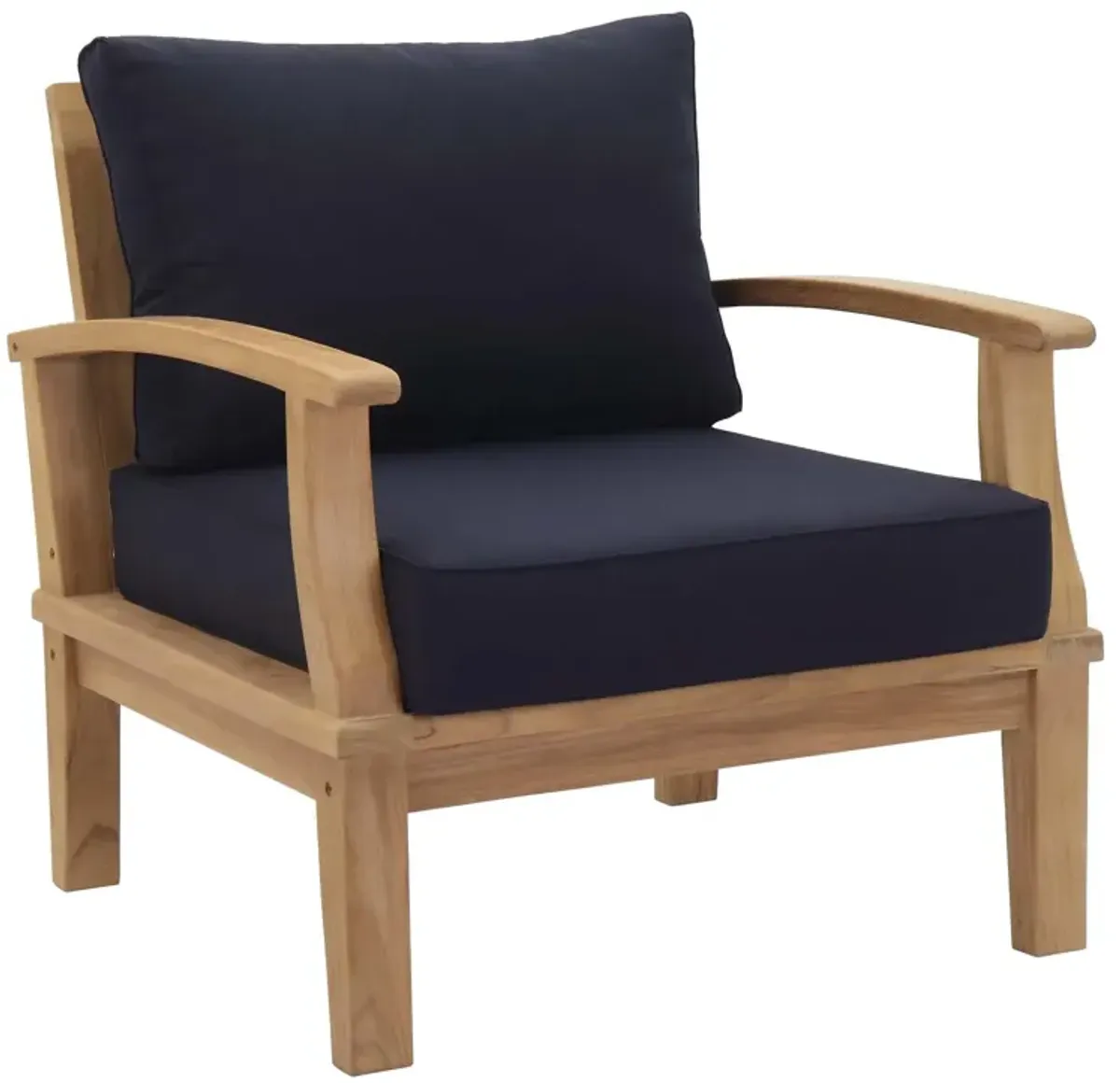 Modway Marina Premium Grade A Teak Wood Outdoor Patio Armchair, Natural Navy