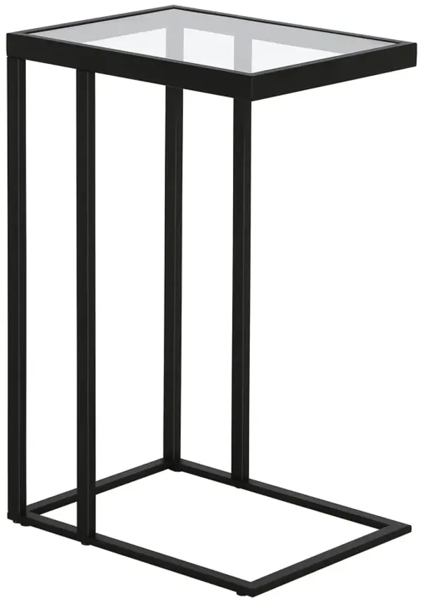 End Table with Glass Top and Steel Frame, Sleek Accent Table for Any Room