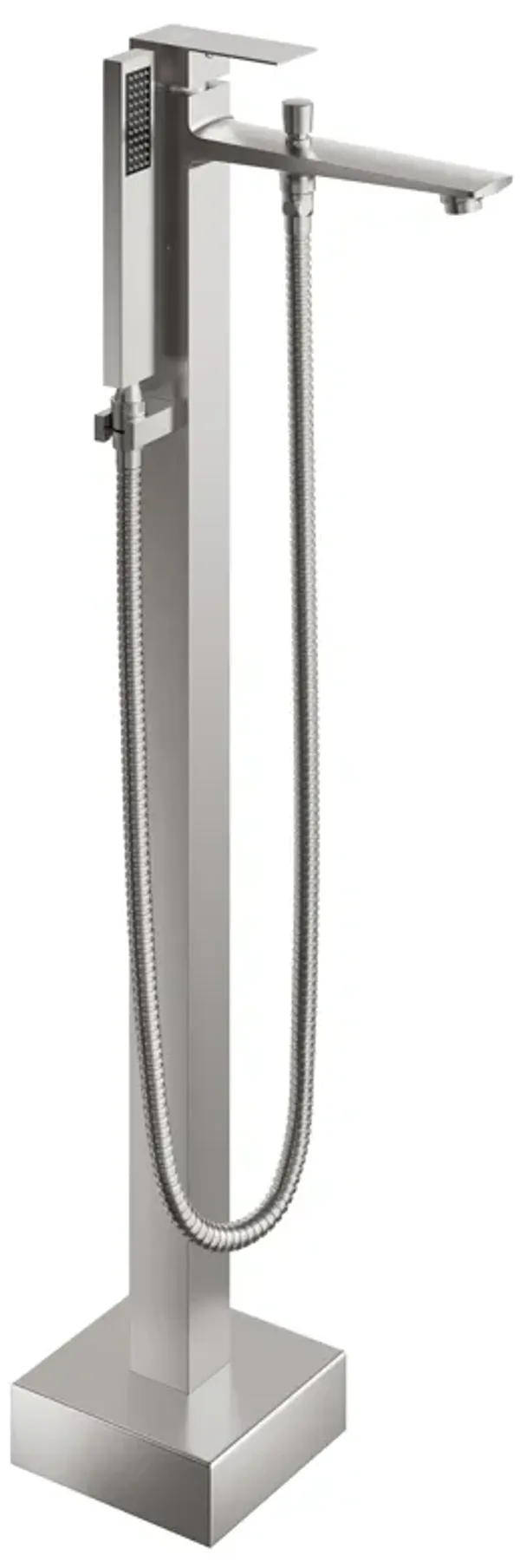 Mondawe One-Handle Brushed Nickel Floor Mount Freestanding Tub Faucet with Handheld Shower