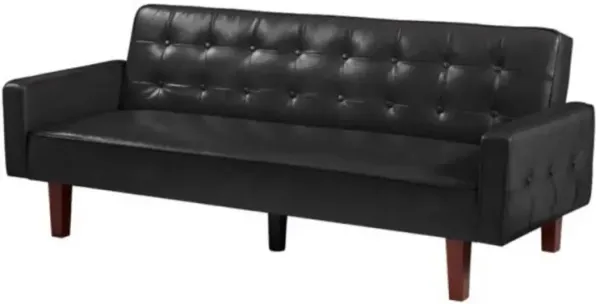Modern PU Leather Sofa Bed, Convertible Double Futon with Tufted Design