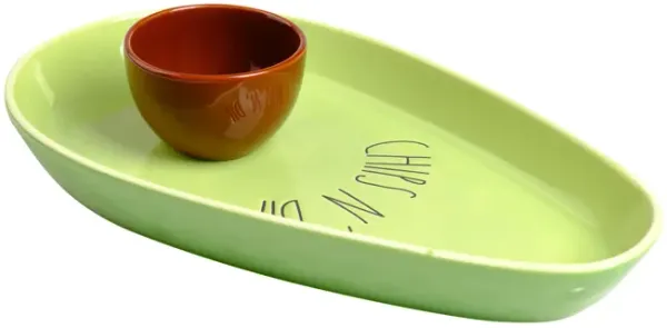 Ceramic Avocado Chip and Dip Serving Plate