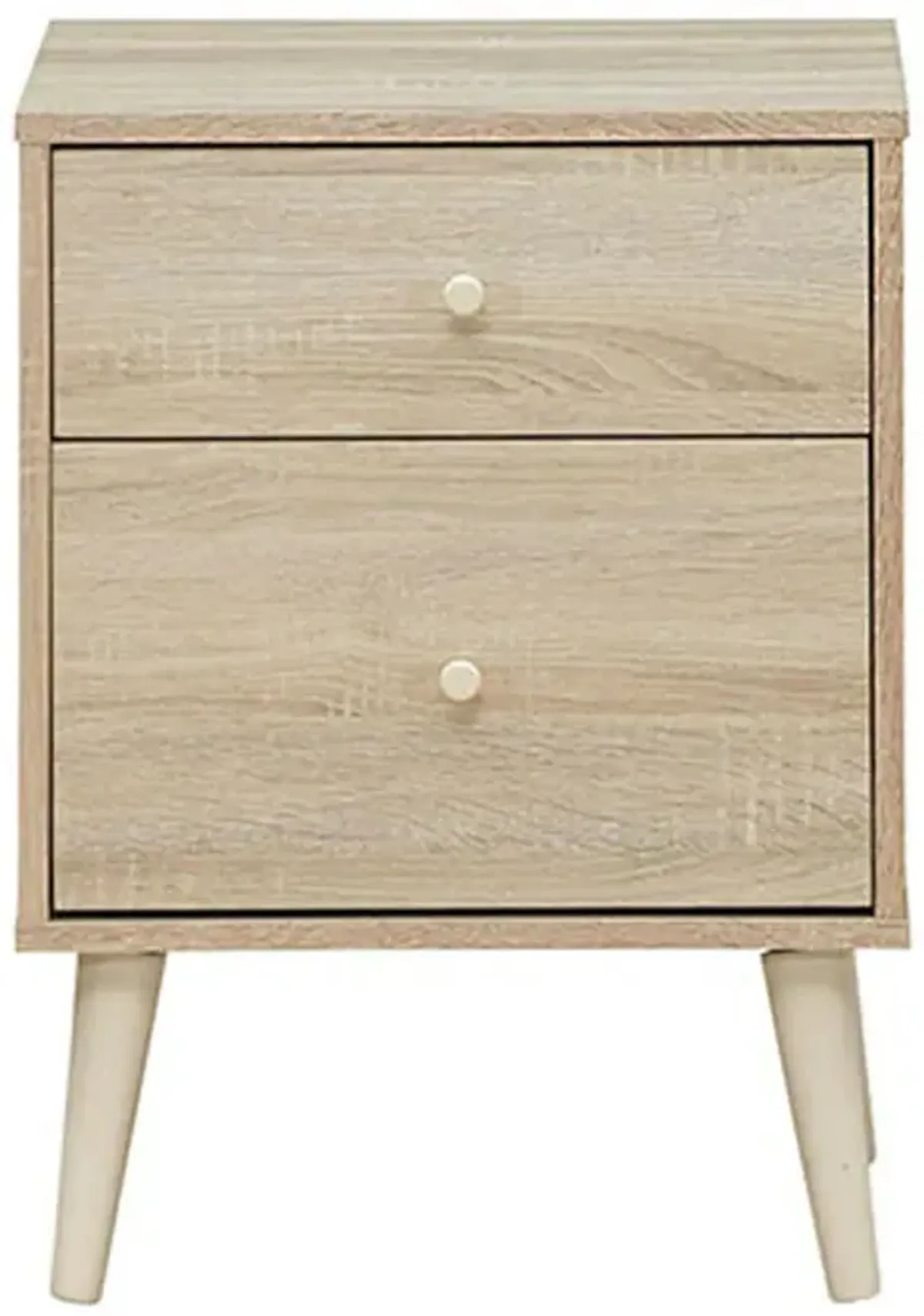 2-Drawer Nightstand Beside End Side Table with Rubber Legs