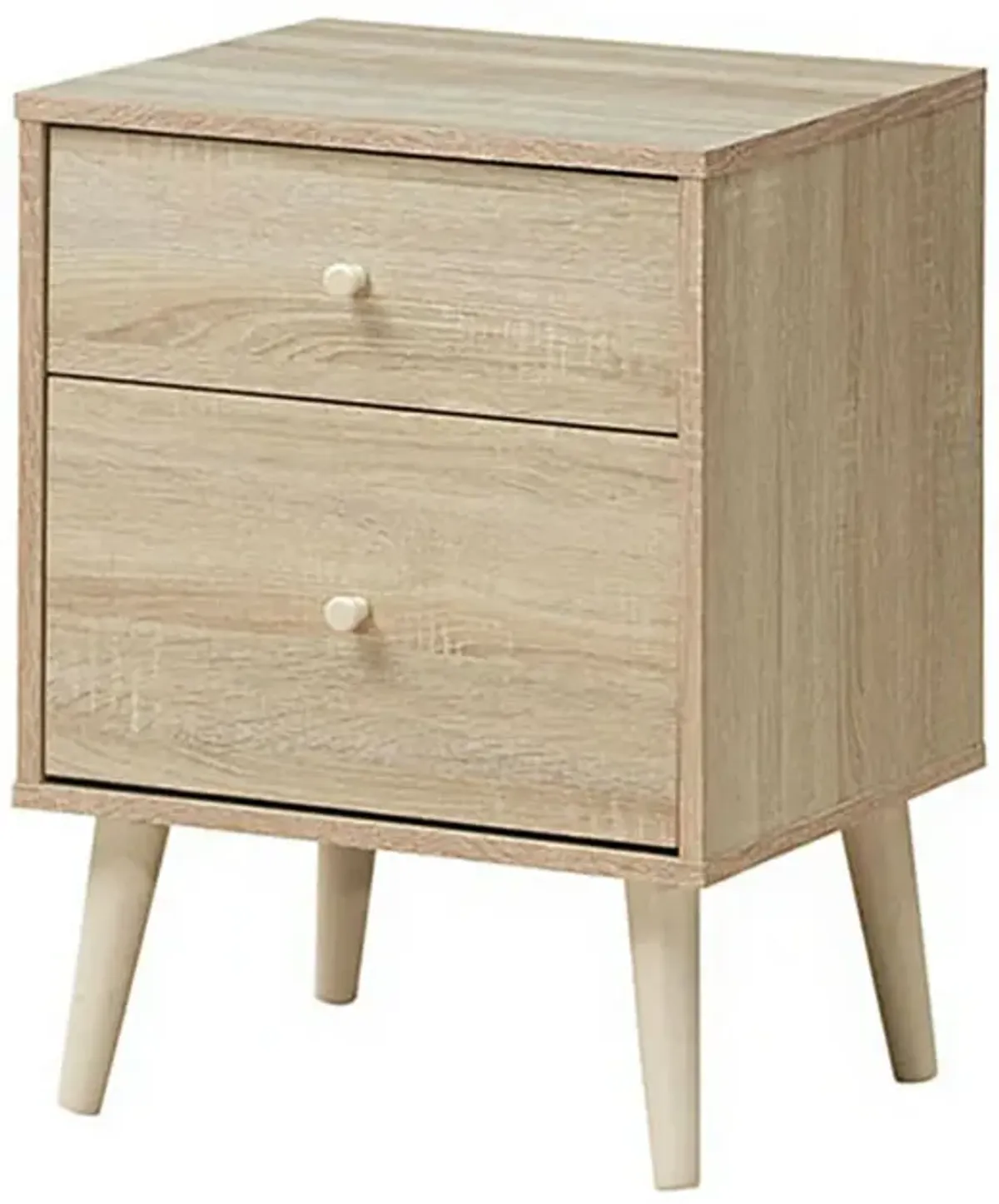 2-Drawer Nightstand Beside End Side Table with Rubber Legs