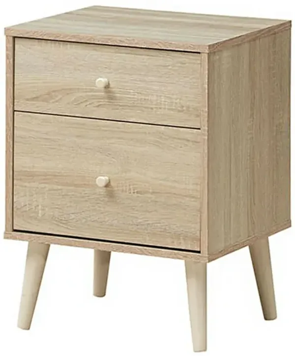 2-Drawer Nightstand Beside End Side Table with Rubber Legs