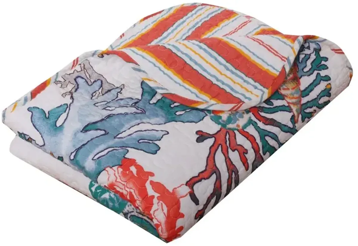 Barefoot Bungalow Atlantis Jade Blanket Throw - 50x60", Coral