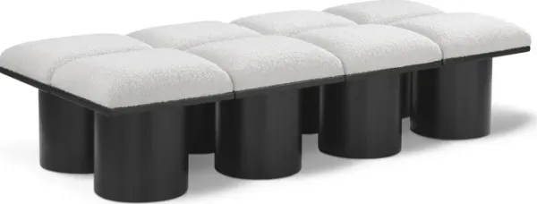 Meridian Furniture Pavilion Cream Boucle Fabric Bench