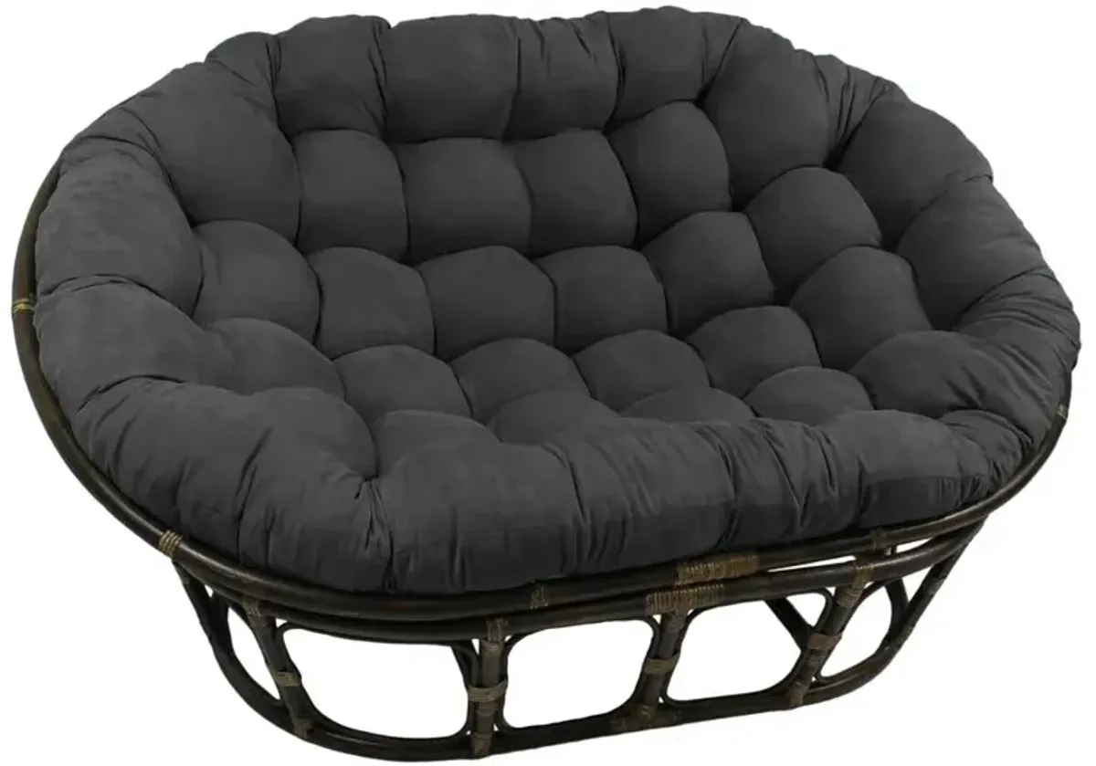 Rattan Double Papasan Chair with Microsuede Cushion