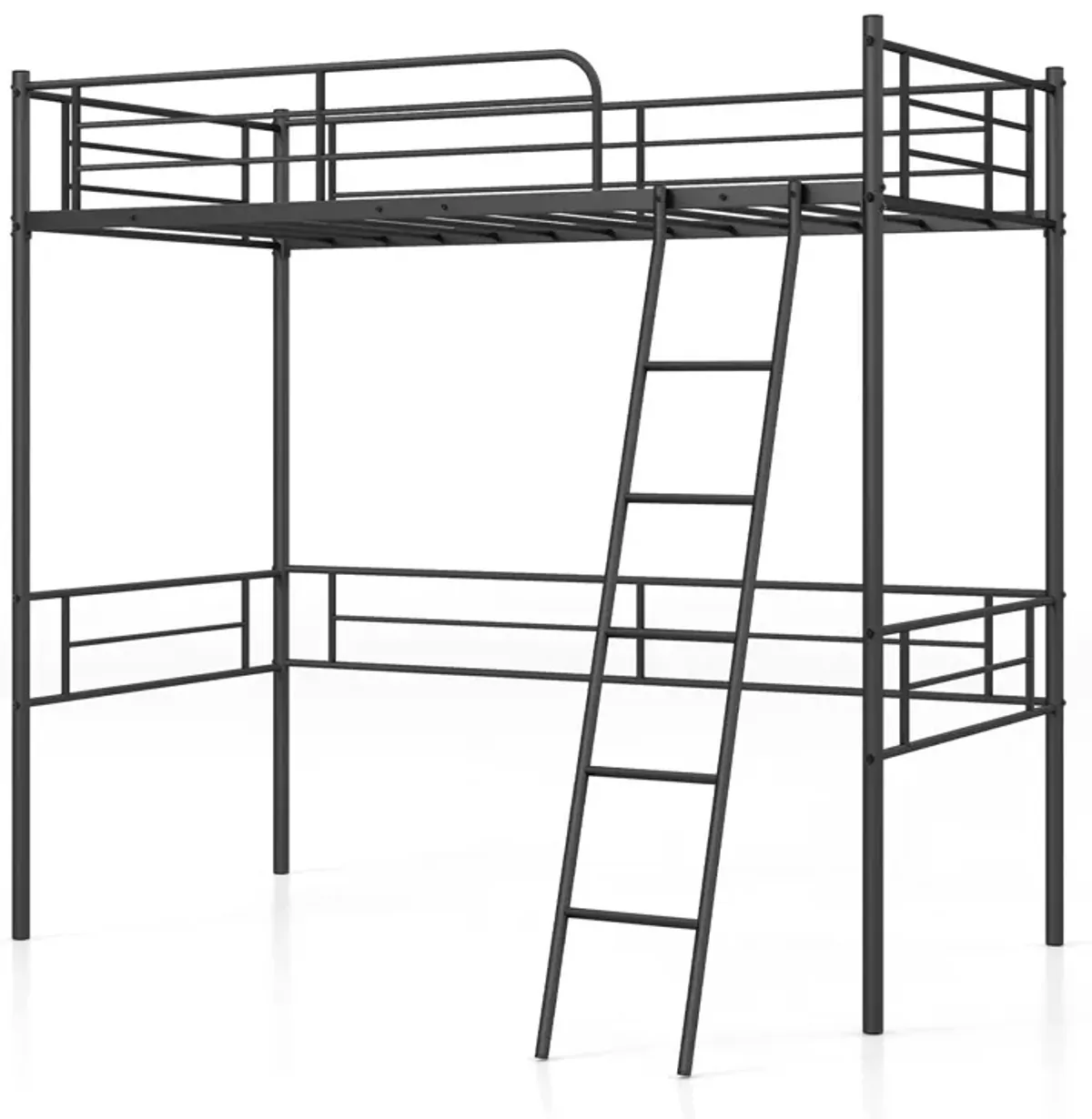 Metal Loft Twin Bed Frame Single High Loft Bed-Black