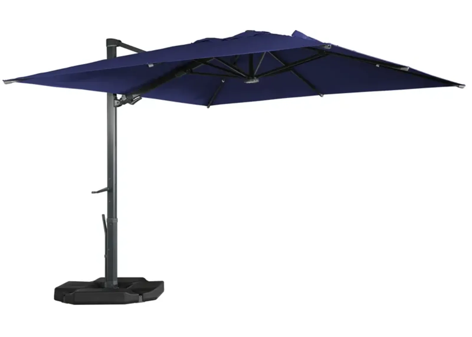 MONDAWE 10ft Square Solar LED Offset Cantilever Patio Umbrella with Included 4-piece Base Weights