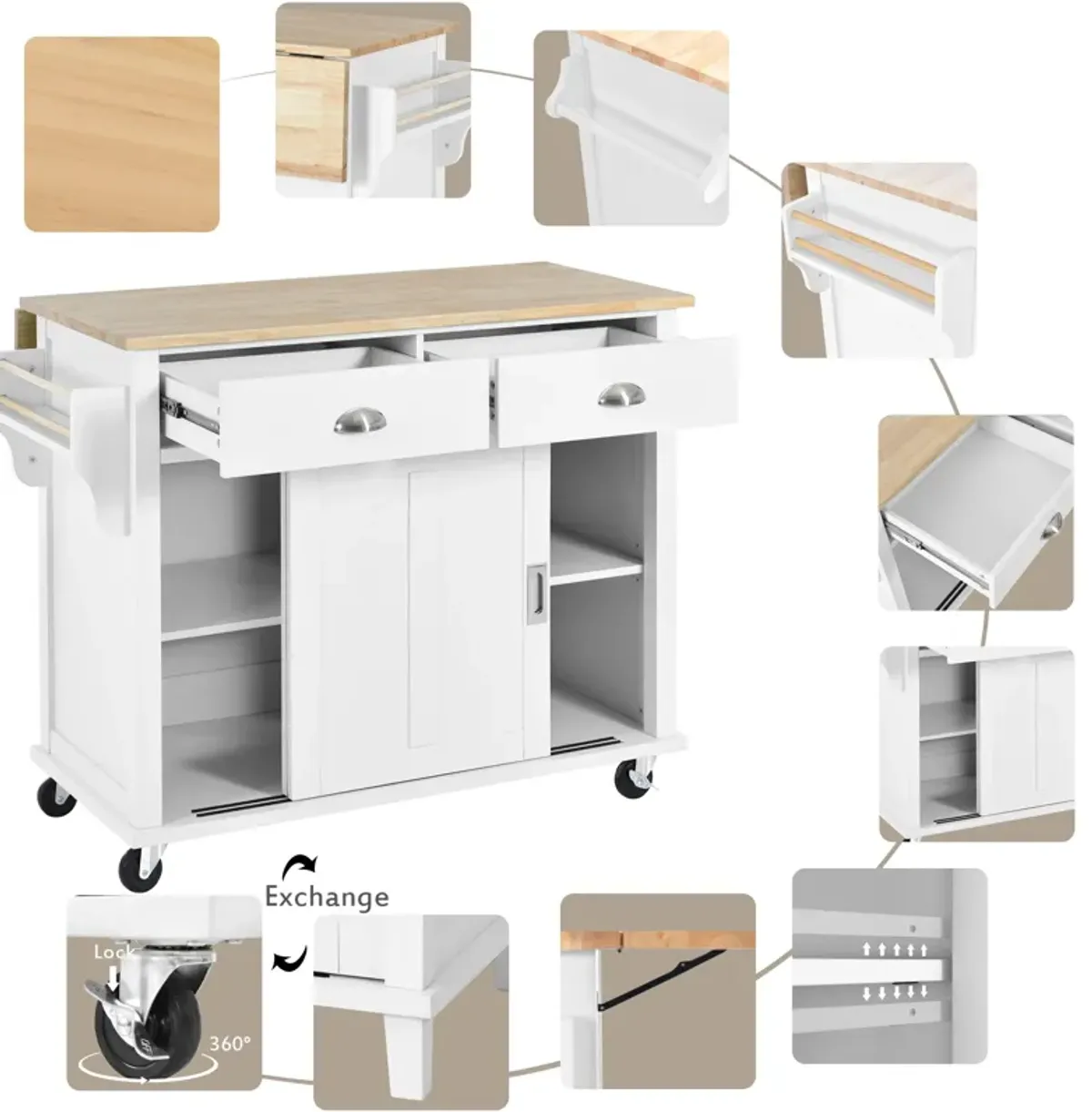 Merax Kitchen Island Cart