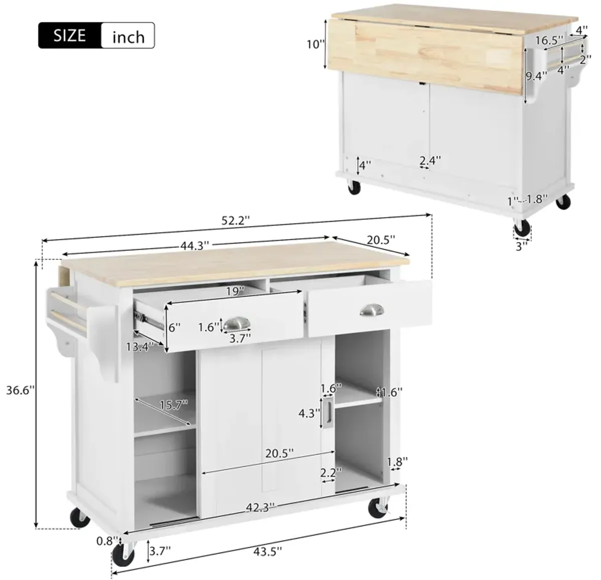 Merax Kitchen Island Cart