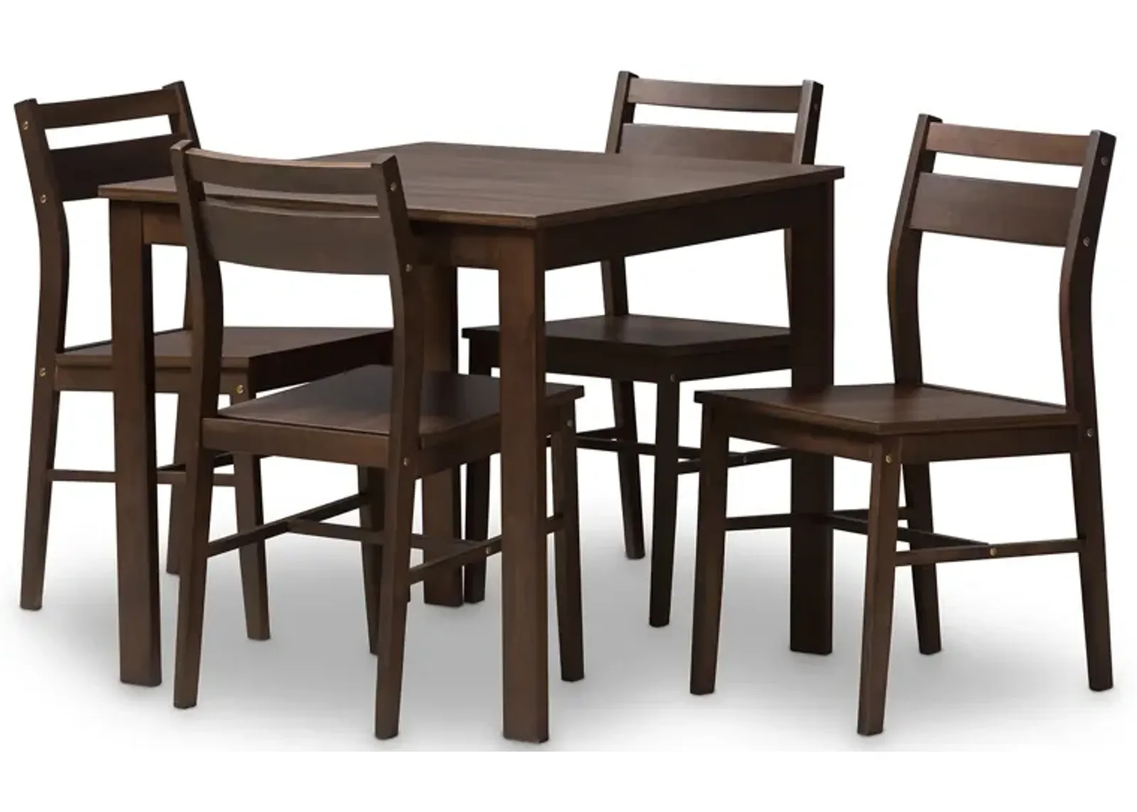 Baxton Studio Lovy Modern and Contemporary Walnut Finished 5 Piece Dining Set