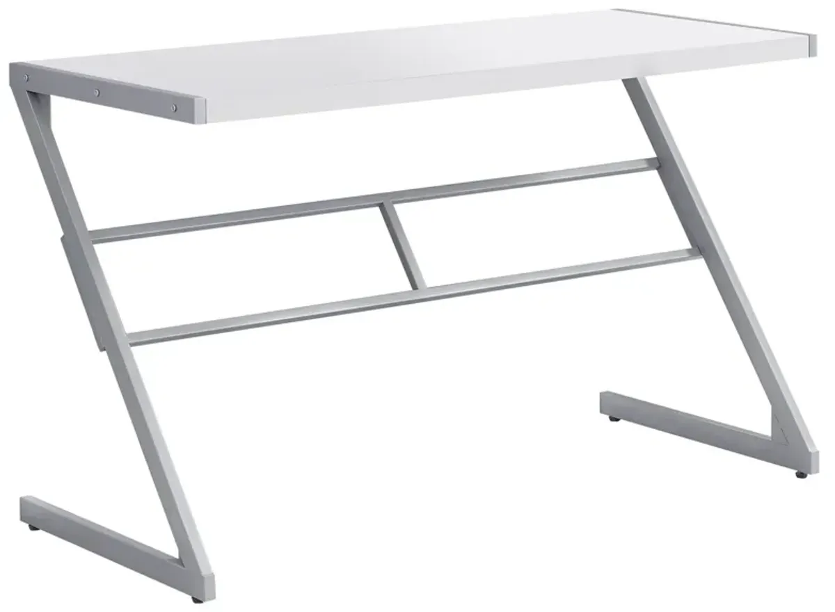 Monarch Specialties I 7372 Computer Desk, Home Office, Laptop, 48"L, Work, Metal, Laminate, White, Grey, Contemporary, Modern