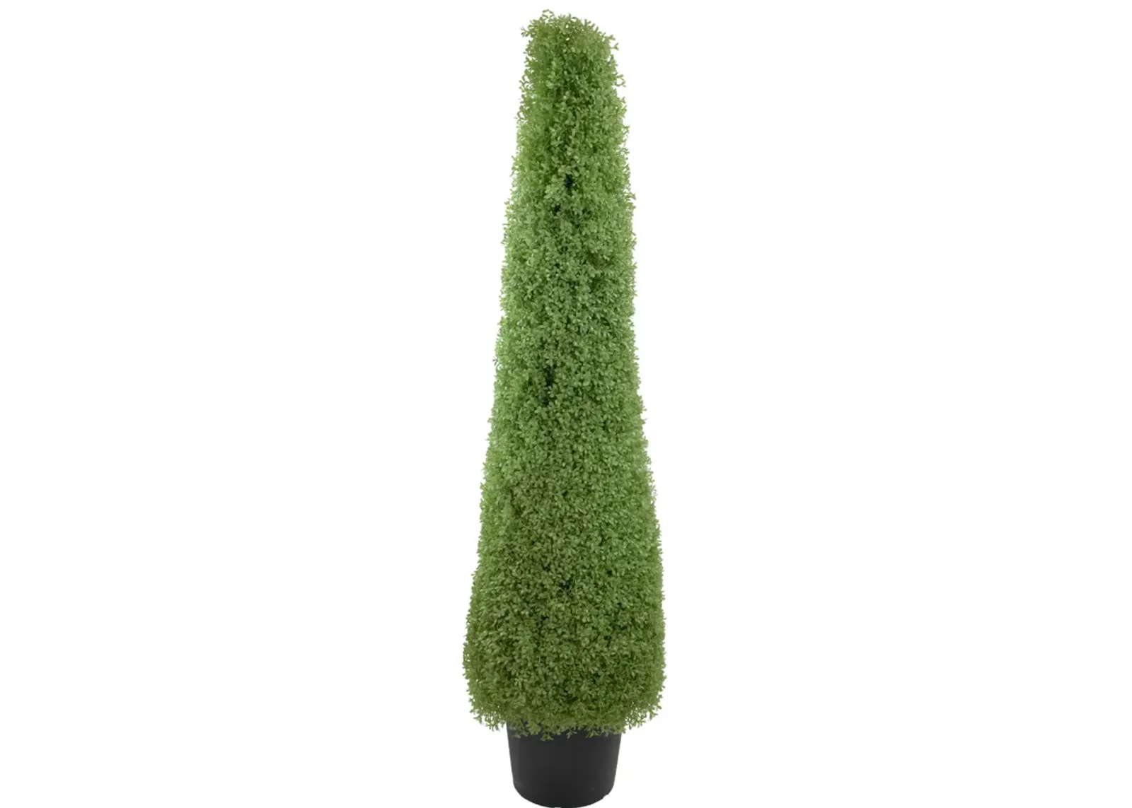 5' Artificial Boxwood Cone Topiary Tree with Round Pot  Unlit