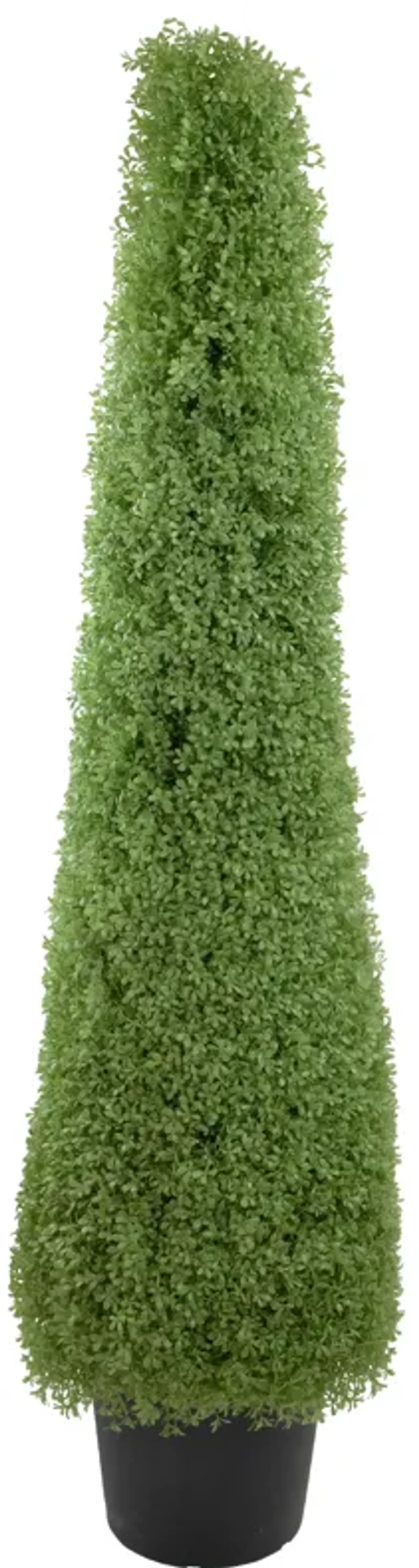 5' Artificial Boxwood Cone Topiary Tree with Round Pot  Unlit