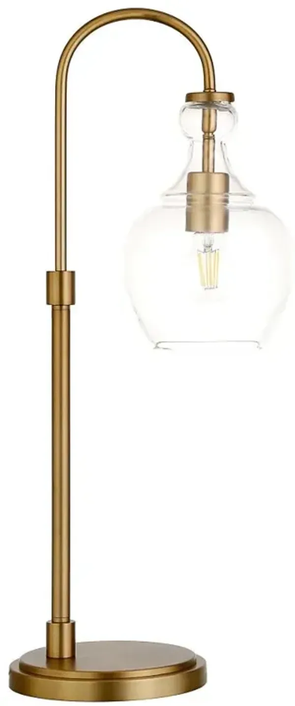 Hivvago 27" Brass Metal Arched Table Lamp With Clear Dome Shade