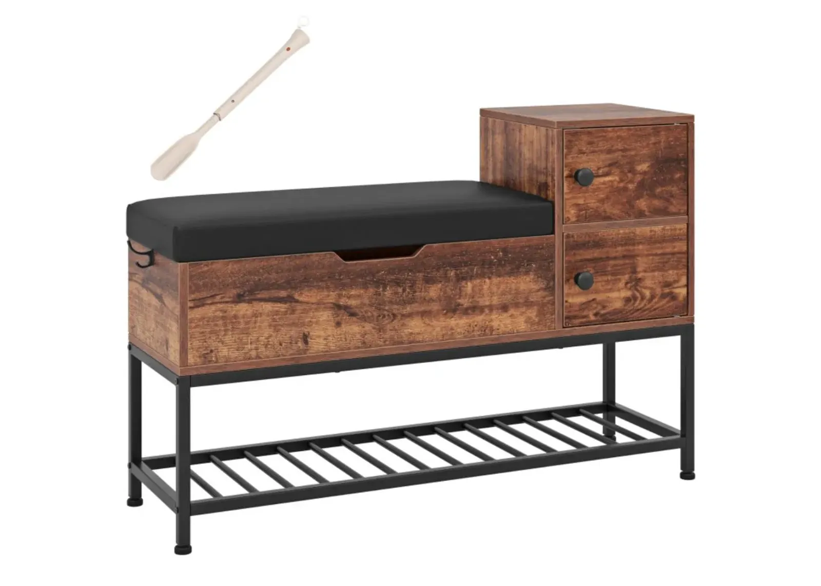 Hivvago Entryway Bench with Flip Top Box and 2 Door Cabinets for Entryway