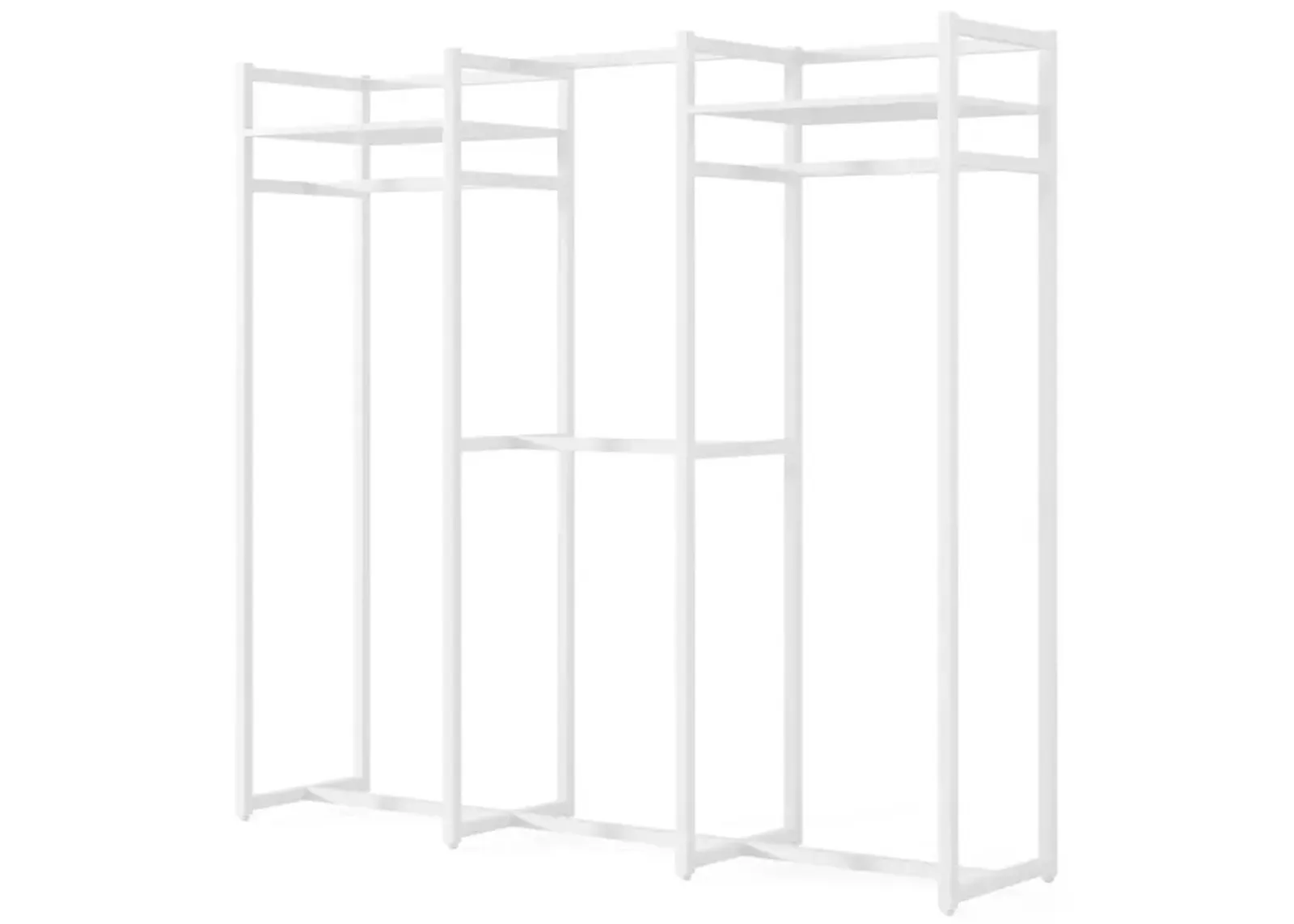 Heavy Duty White Metal Freestanding Garment Rack with 4 Clothes Hanging Rods