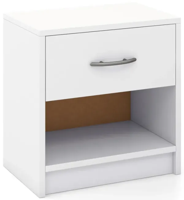 Bedside Table Nightstand with Drawer and Open Storage Shelf
