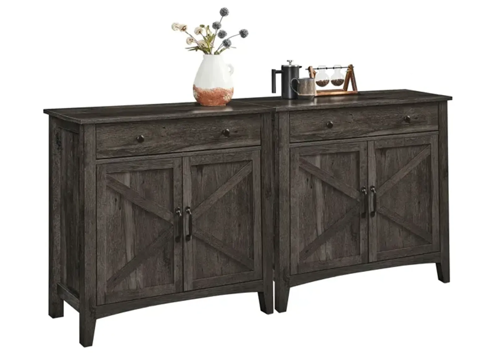 Set of 2 Buffet Sideboard Cabinets with Storage, Drawers, and Doors for Versatile Organization